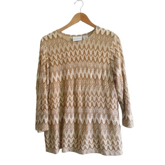Alfred Dunner Acrylic Lurex Chevron  Long Sleeve Lined Thermal Top Medium - Picture 1 of 11